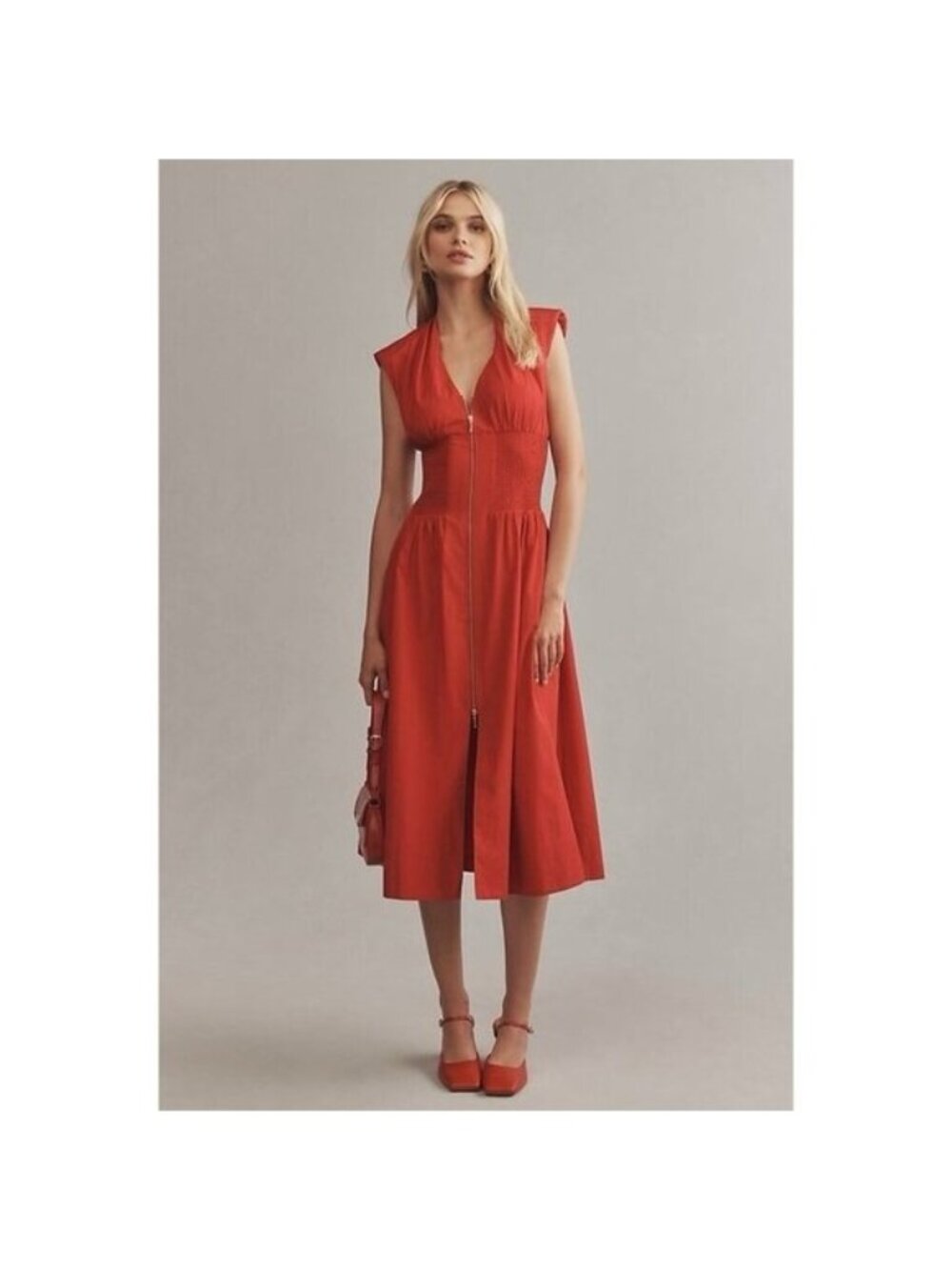 NWT Size S - Anthropologie The Tommie Cotton Zip-Front Midi Dress (NWT US$ 170)